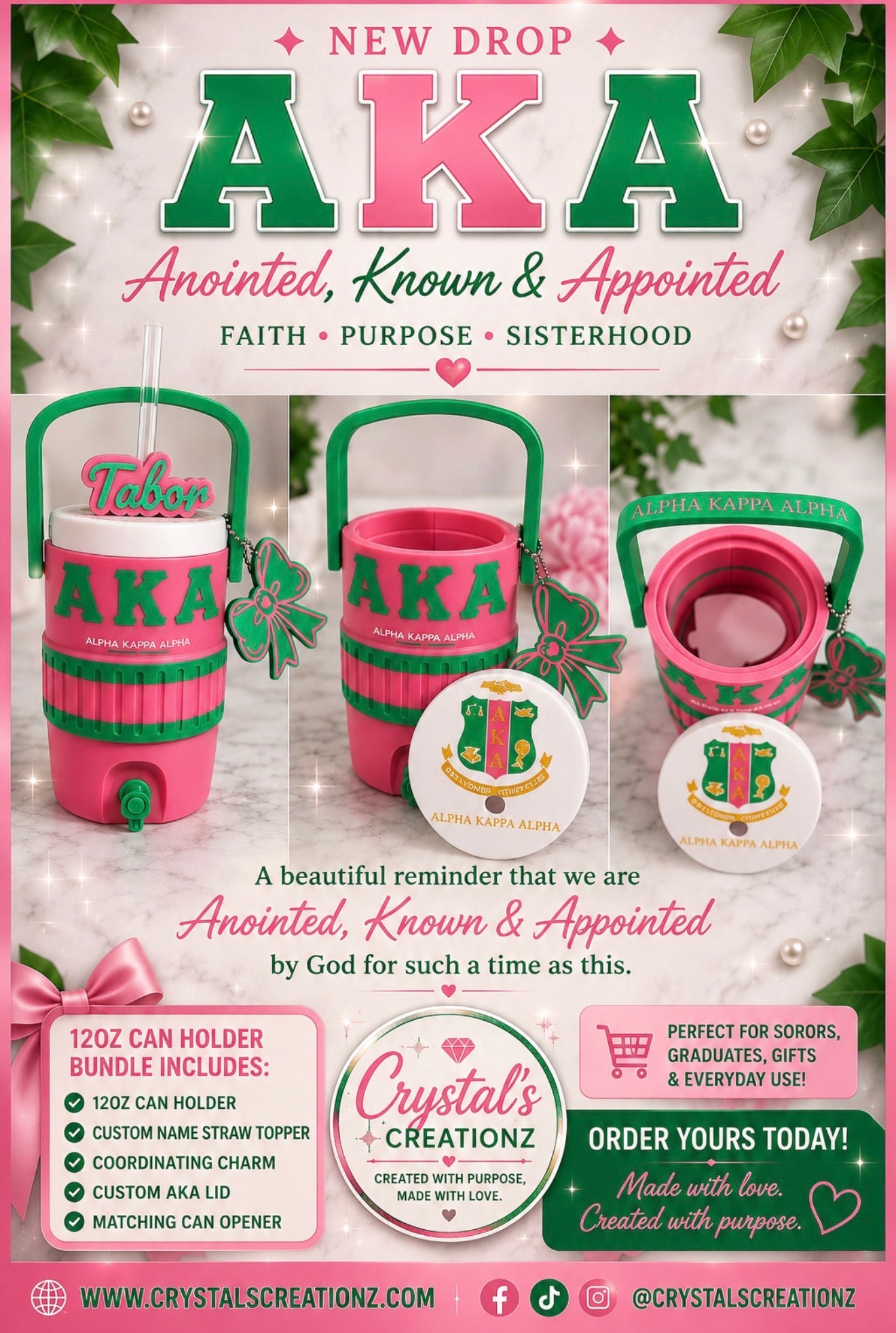 AKA “Anointed, Known & Appointed” 12 oz Can Holder Bundle, 3d Printed