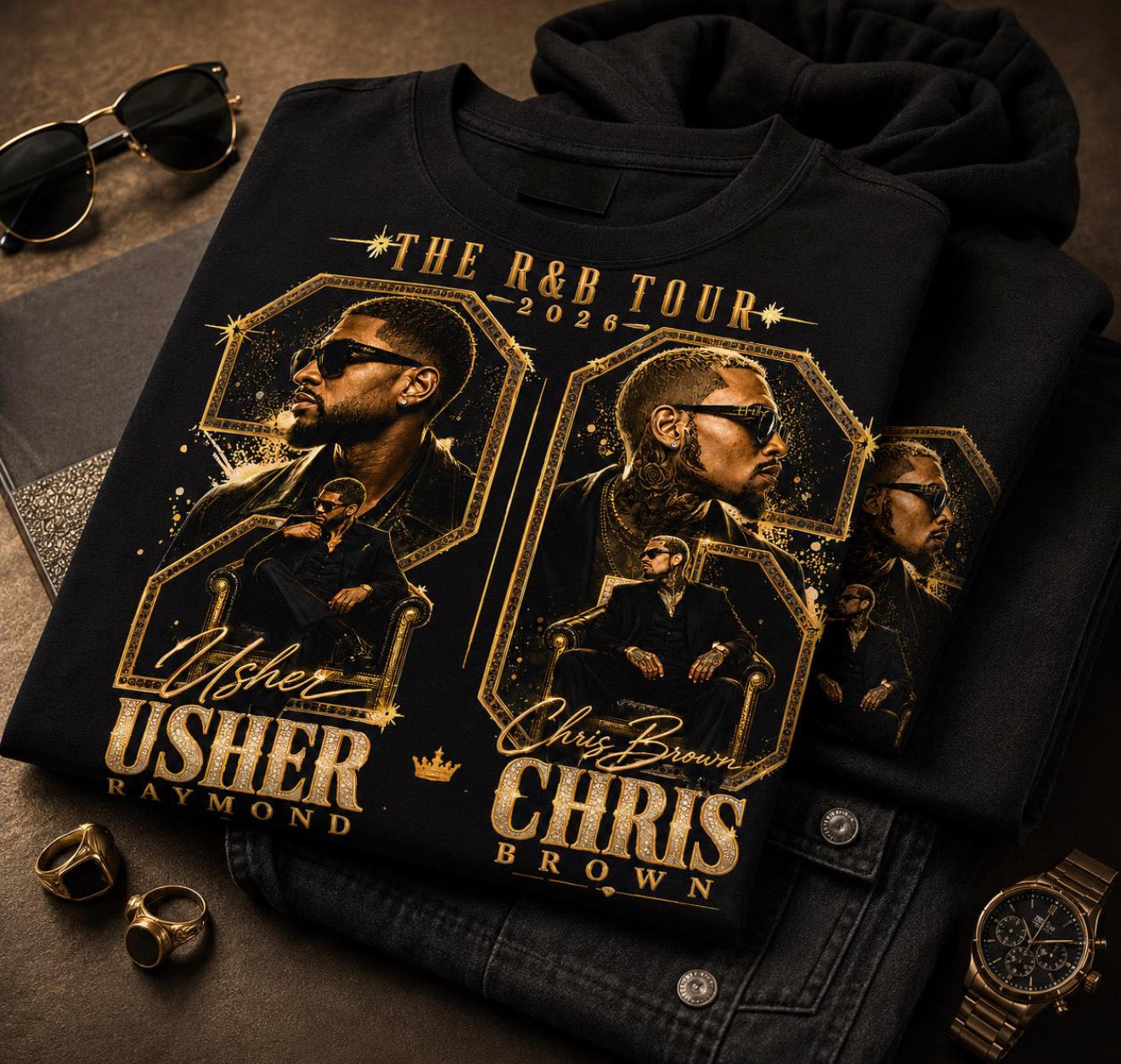 26 R&B Tour Usher & Chris Concert T-Shirt