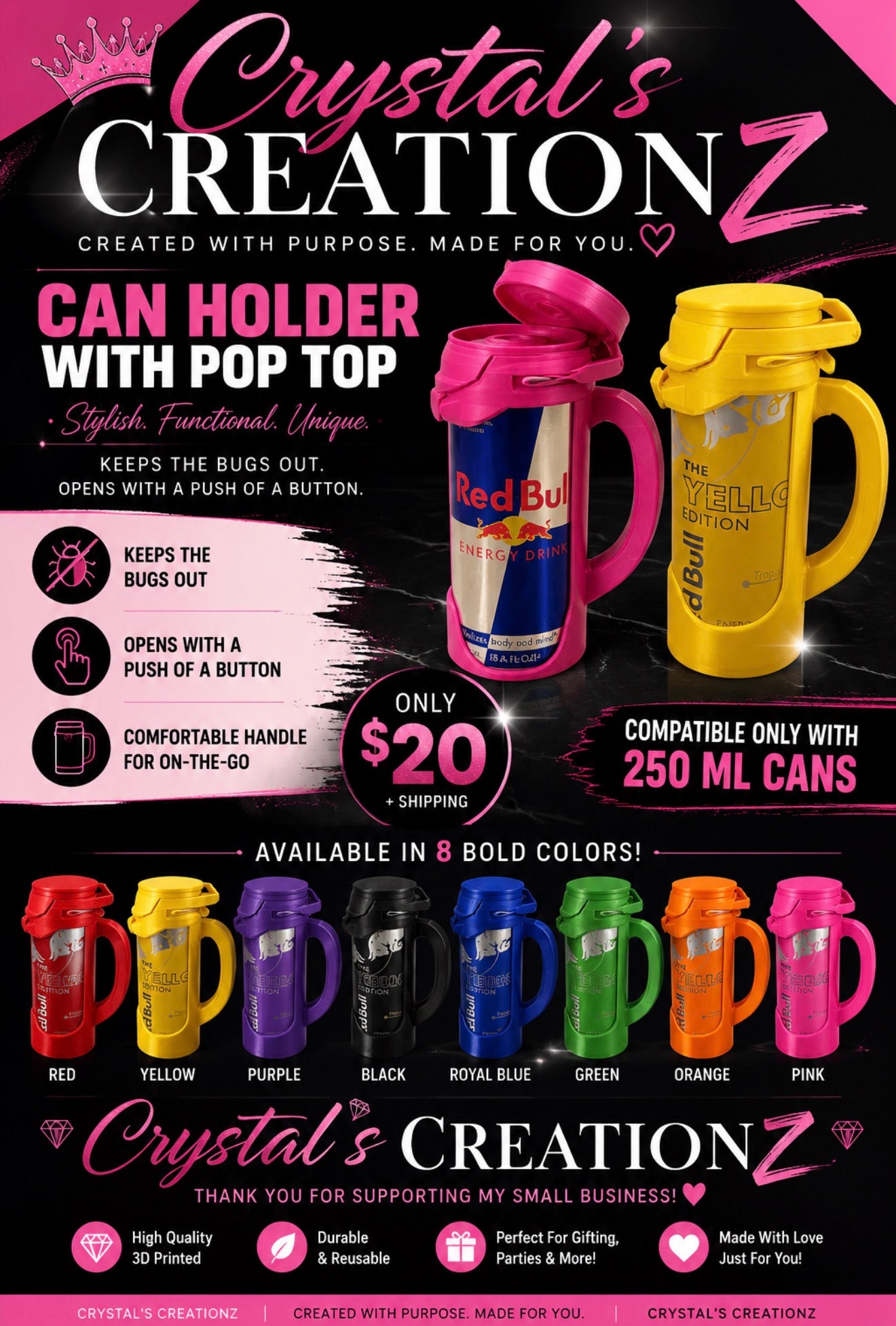 Crystal’s Pop Top Holder (250 ml can size only)