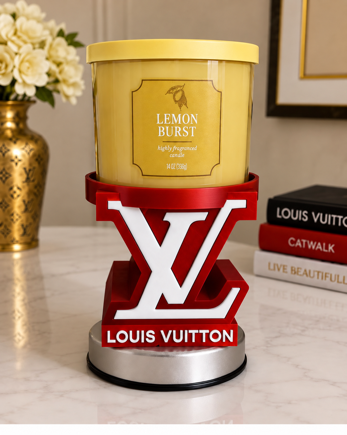 LV LUXE INSPIRED CANDLE HOLDER