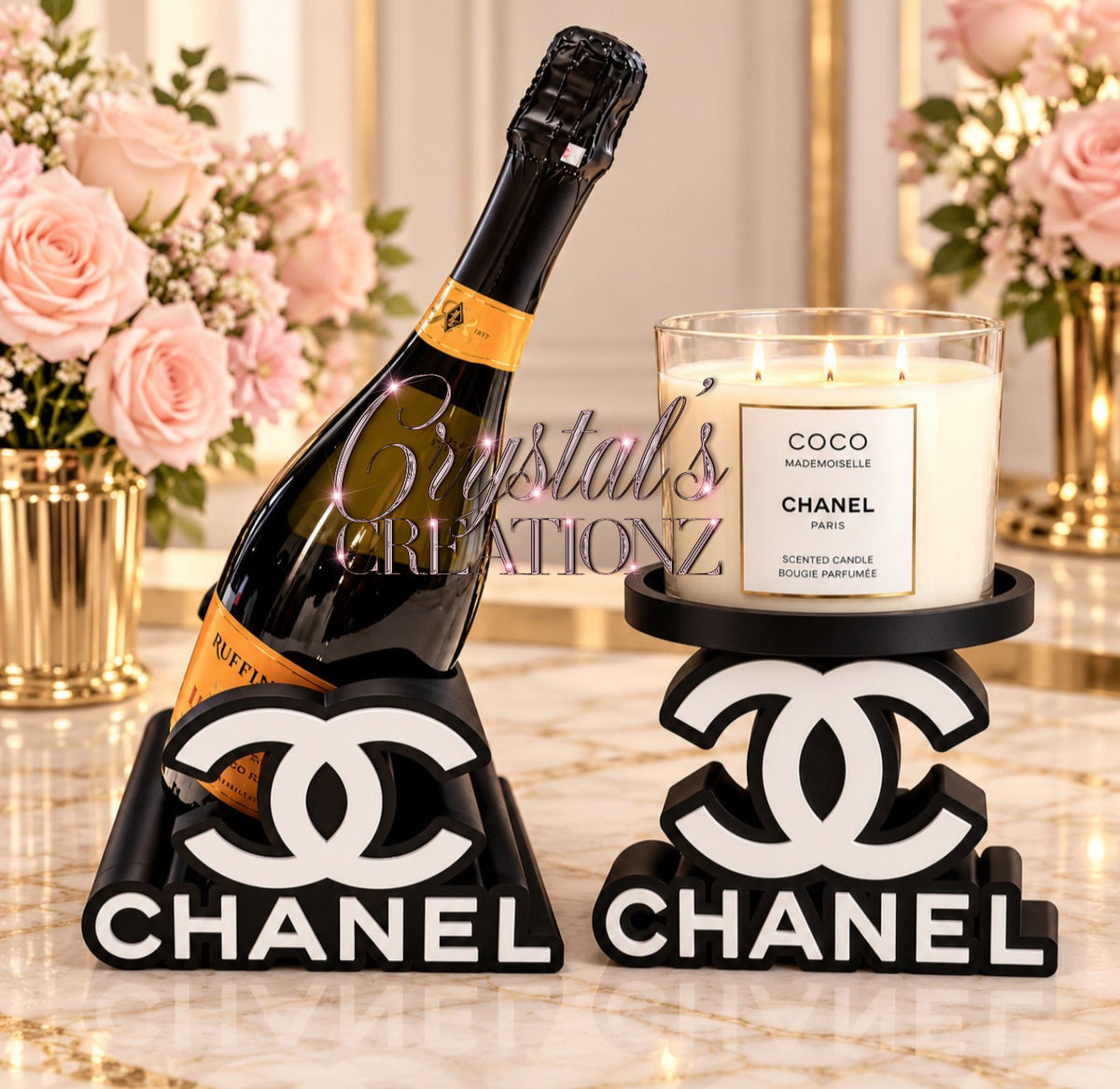 Matching Wine Bottle & Candle Holder Set