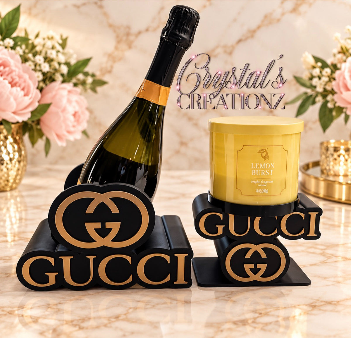 Matching Wine Bottle & Candle Holder Set