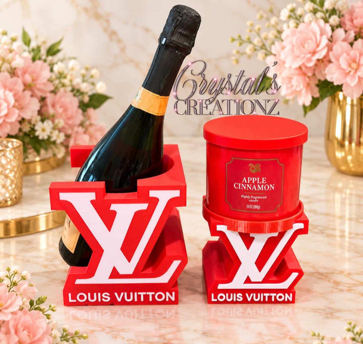 Matching Wine Bottle & Candle Holder Set