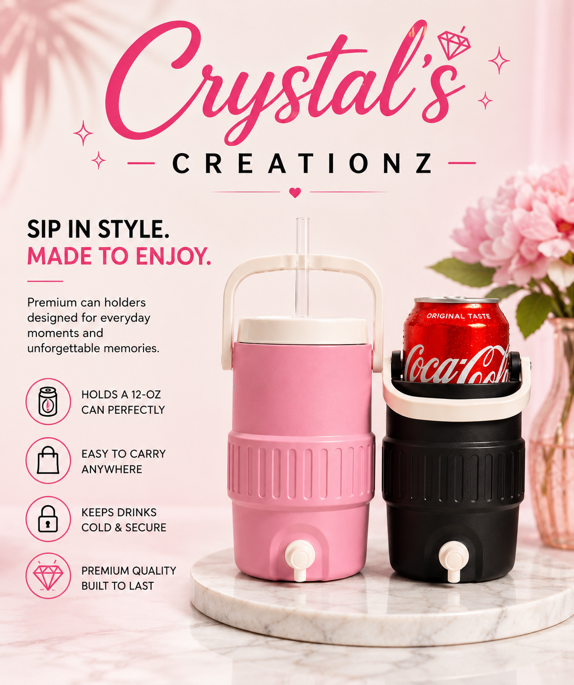 Personalized 12 oz can holder, 3d printed